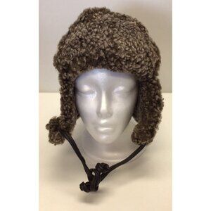 Crown Cap NWT Leather & Shearling Trapper Hat Winter Size Medium Vintage